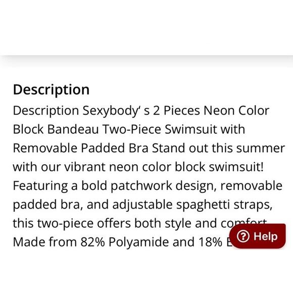 Sexy body 2-piece Color Block ,High Cut,Mid Waisted,Bandeau Adjustable Straps M - Picture 14 of 14